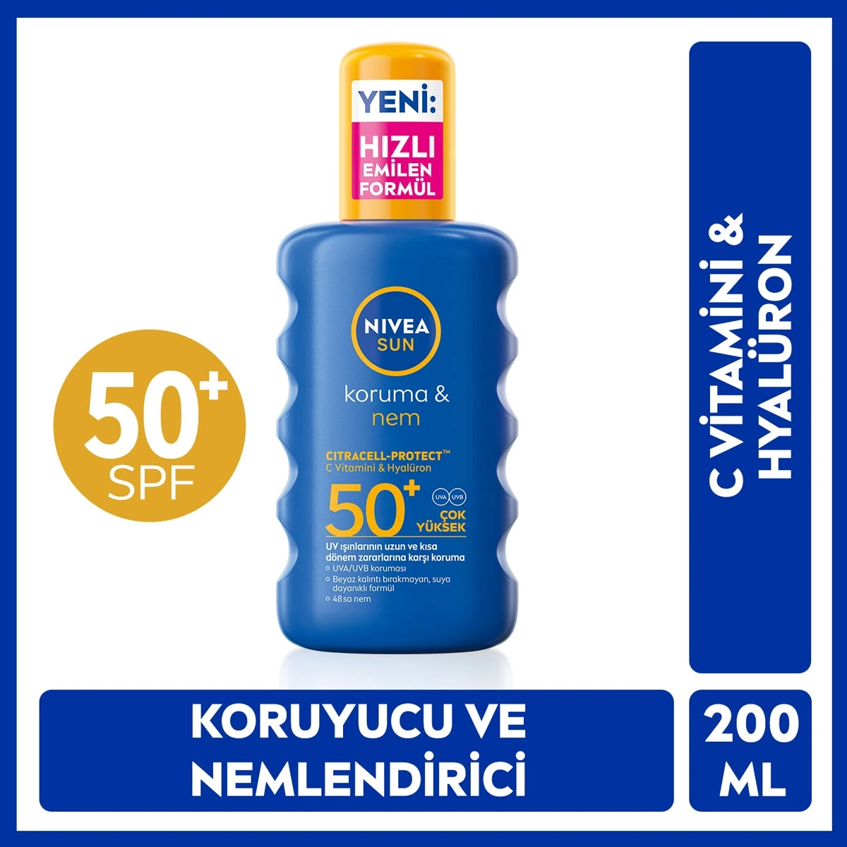 NIVEA SUN Koruma Nemlendirme SPF50+ Güneş Spreyi 200 ml — Fotoğraf 2