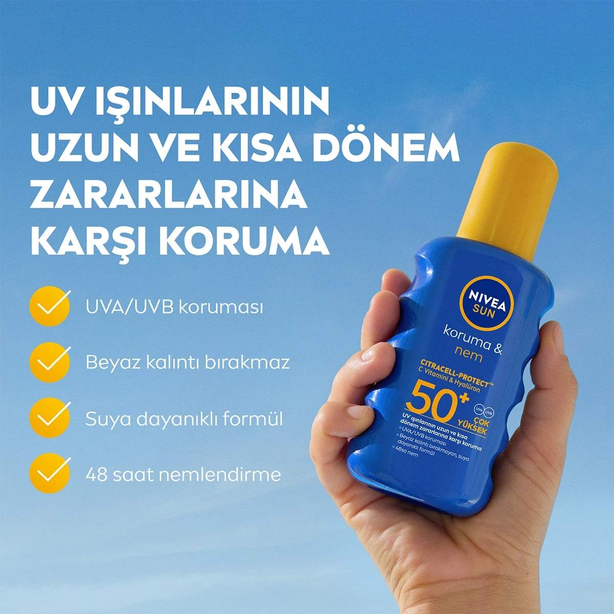 NIVEA SUN Koruma Nemlendirme SPF50+ Güneş Spreyi 200 ml — Fotoğraf 4