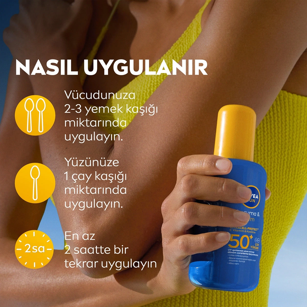 NIVEA SUN Koruma Nemlendirme SPF50+ Güneş Spreyi 200 ml — Fotoğraf 7