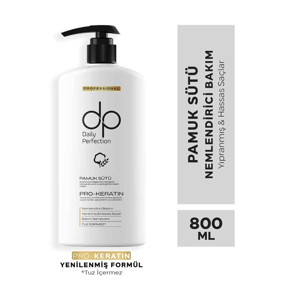 DAILY PERFECTION Pamuk Sütü ve Buğday Proteini Şampuan 800 ml — Fotoğraf 2