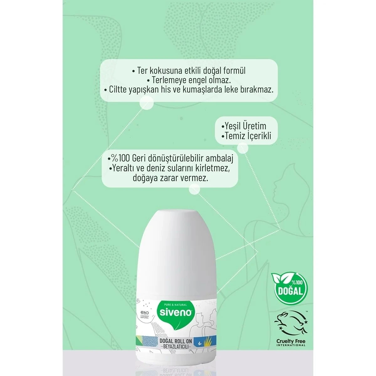 SİVENO Doğal Roll On Unisex Beyazlatıcı 50 ml — Fotoğraf 4