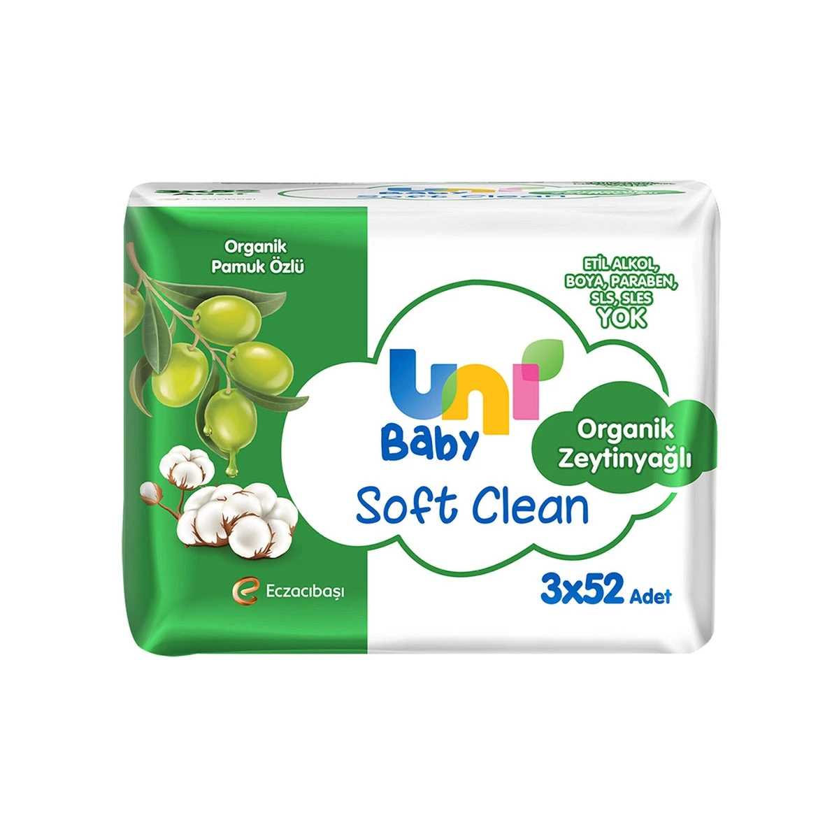 UNI Soft Clean Zeytinyağlı Bebek Islak Mendil 3 × 52 Adet