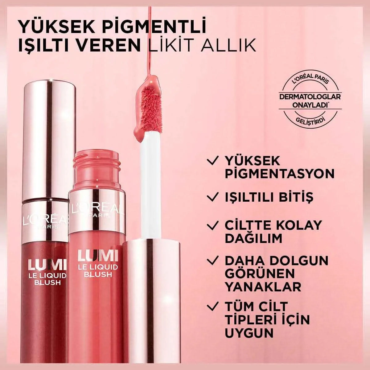 L’Oreal Paris Lumi Blush Likit Allık 630- Glowy True Rose — Fotoğraf 5